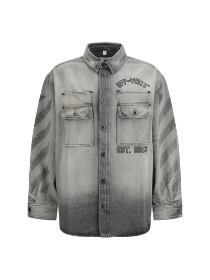 Overshirt Diag Military Denim Sun-Faded Grey