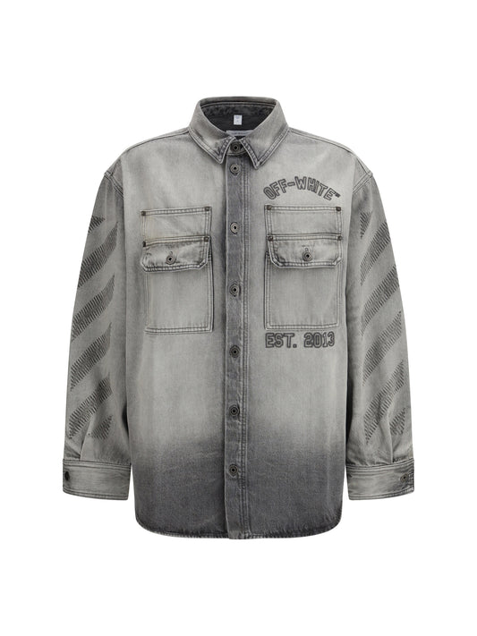 Overshirt Diag Military Denim Sun-Faded Grey