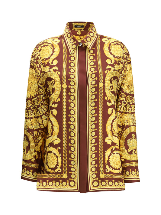 Shirt Printed Silk Burgundy/Gold