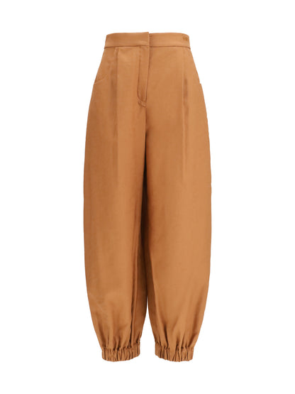 Balloon Trousers Cotton-Linen Brown