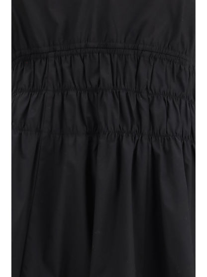 Dress Shirred V-Neck Black