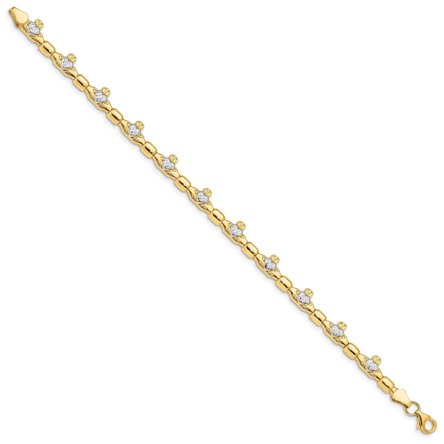 14K Gold Diamond-cut Claddagh Link Bracelet