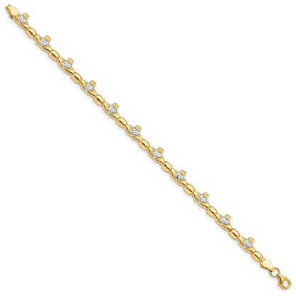 14K Gold Diamond-cut Claddagh Link Bracelet