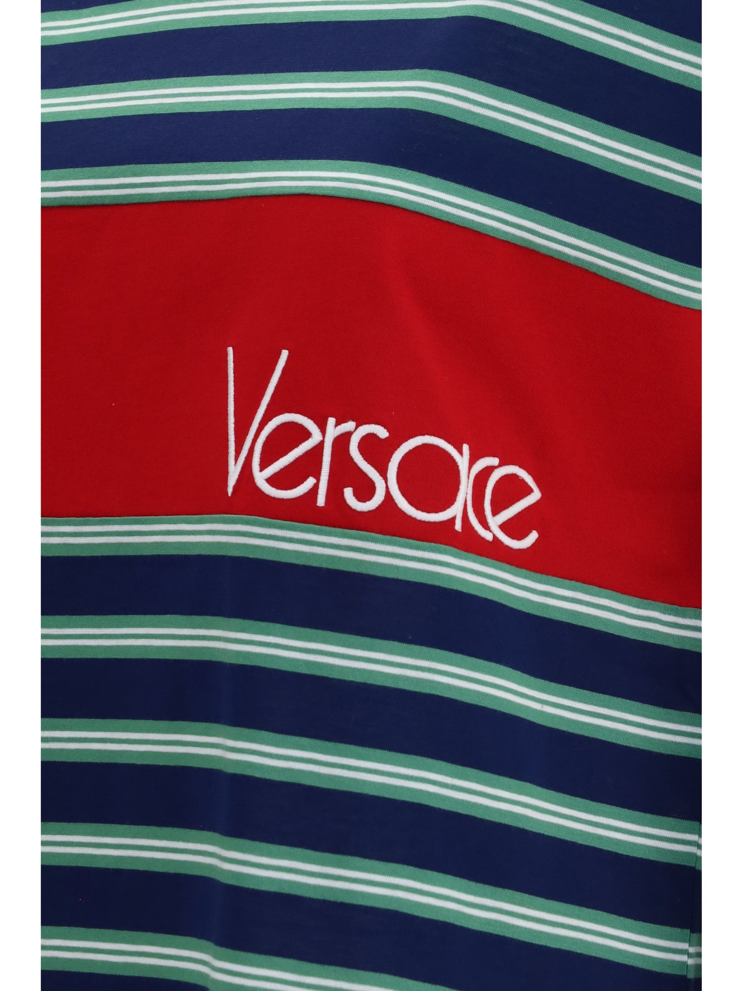 T-Shirt Striped Cotton Ink/Grass Green/White