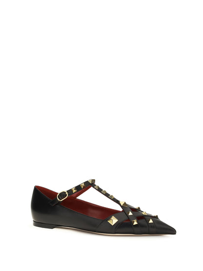 Ballerina Flats Studdy Kidskin Black