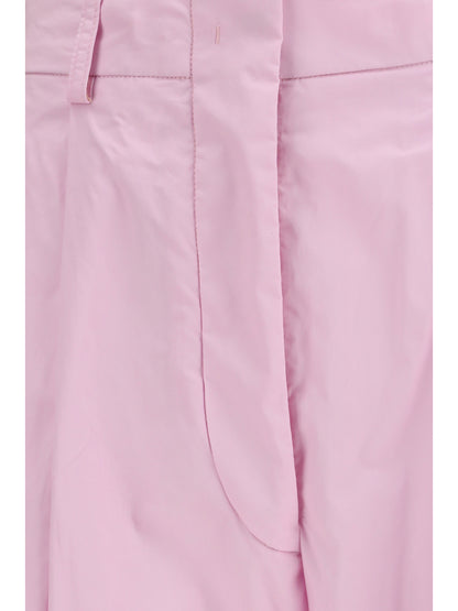 Wide-Leg Cotton Pants Pink