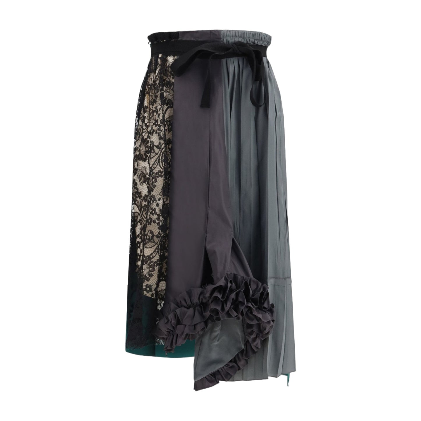 Midi Patchwork Skirt in Hematite Silk