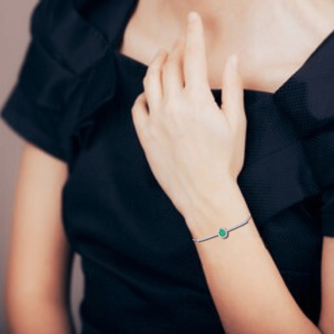 Emerald Tennis Halo Bracelet