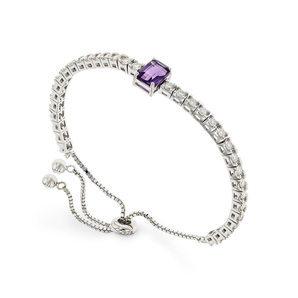 Natural Octagon Dark Amethyst Bracelet