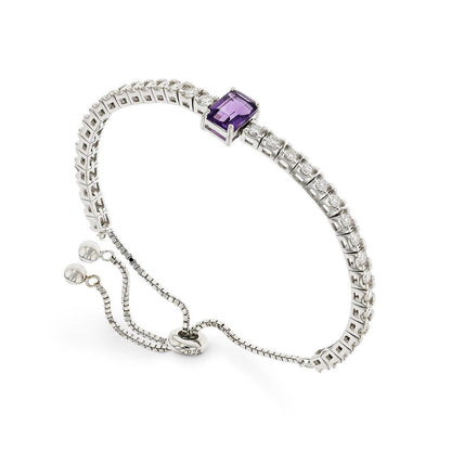 Natural Octagon Dark Amethyst Bracelet