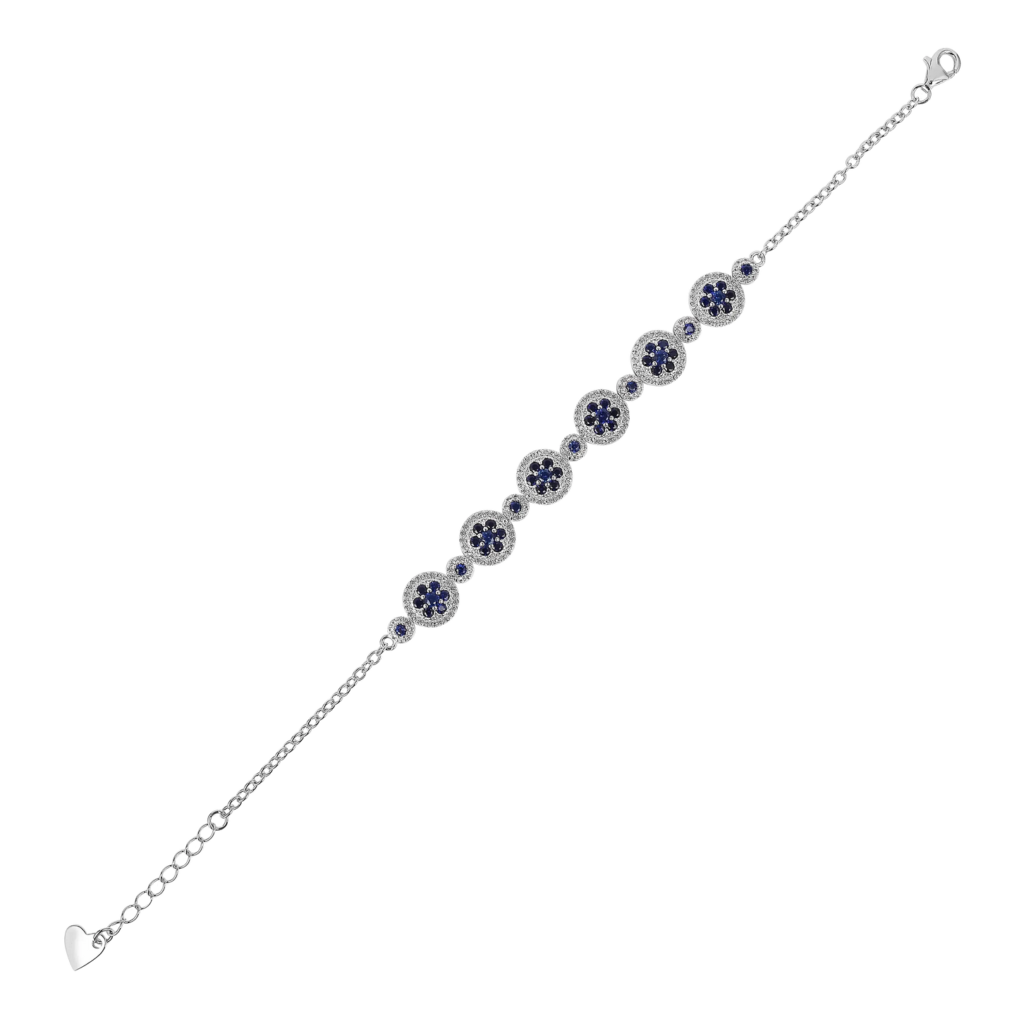 Lab Grown Blue Sapphire Halo Tennis Bracelet