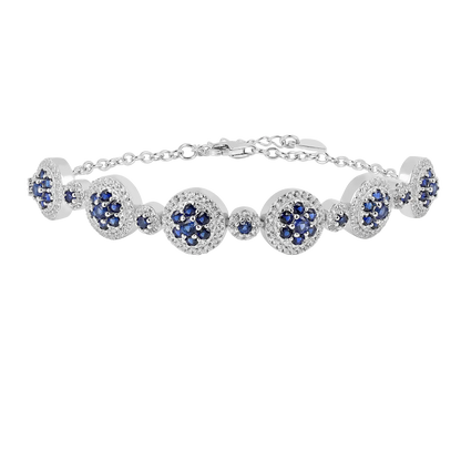Lab Grown Blue Sapphire Halo Tennis Bracelet