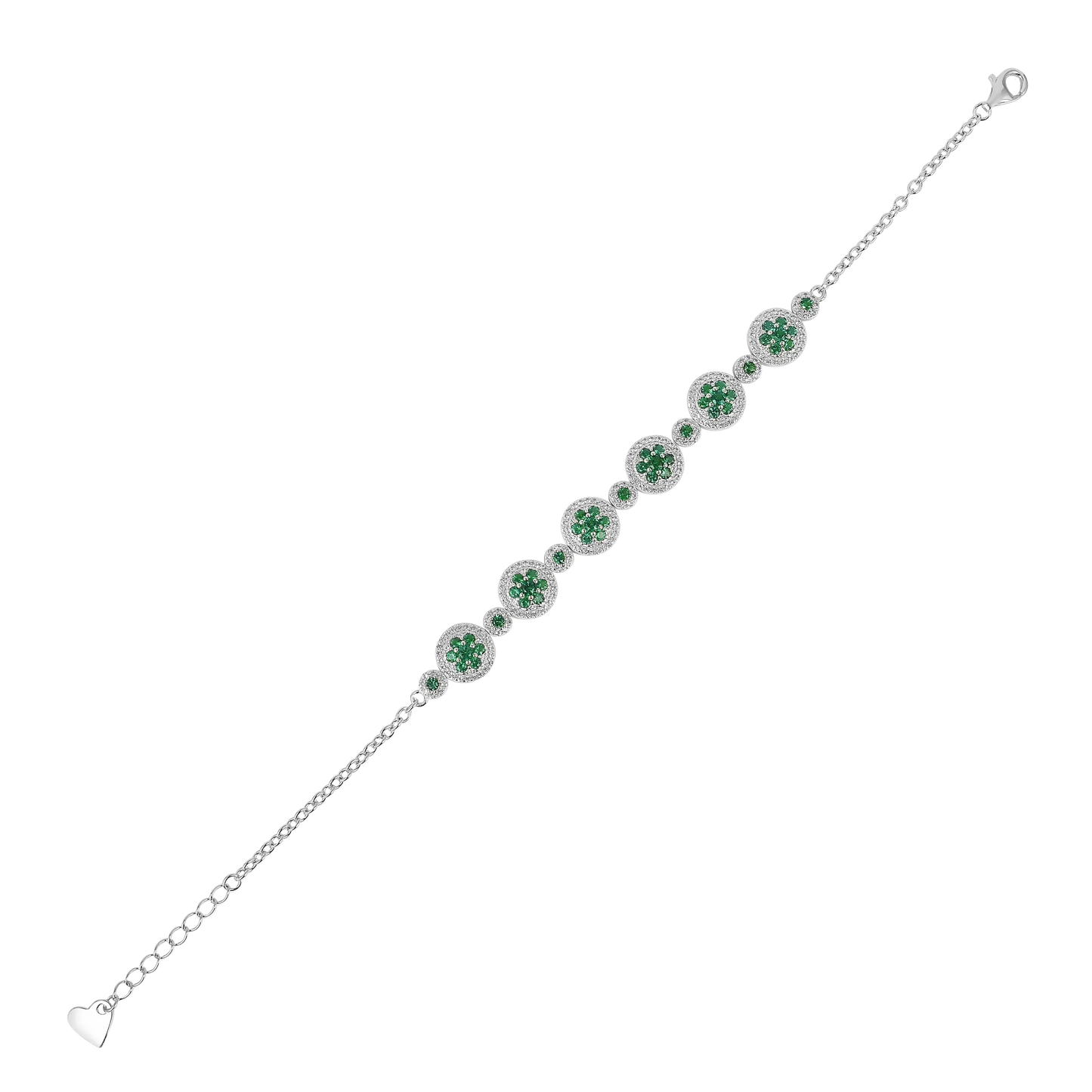 Lab Grown Emerald  White Halo Bracelet