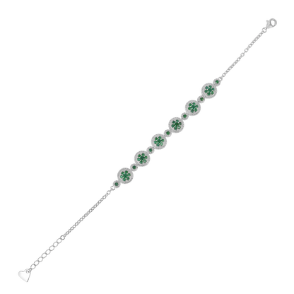 Lab Grown Emerald  White Halo Bracelet