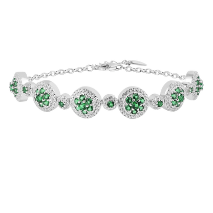 Lab Grown Emerald  White Halo Bracelet