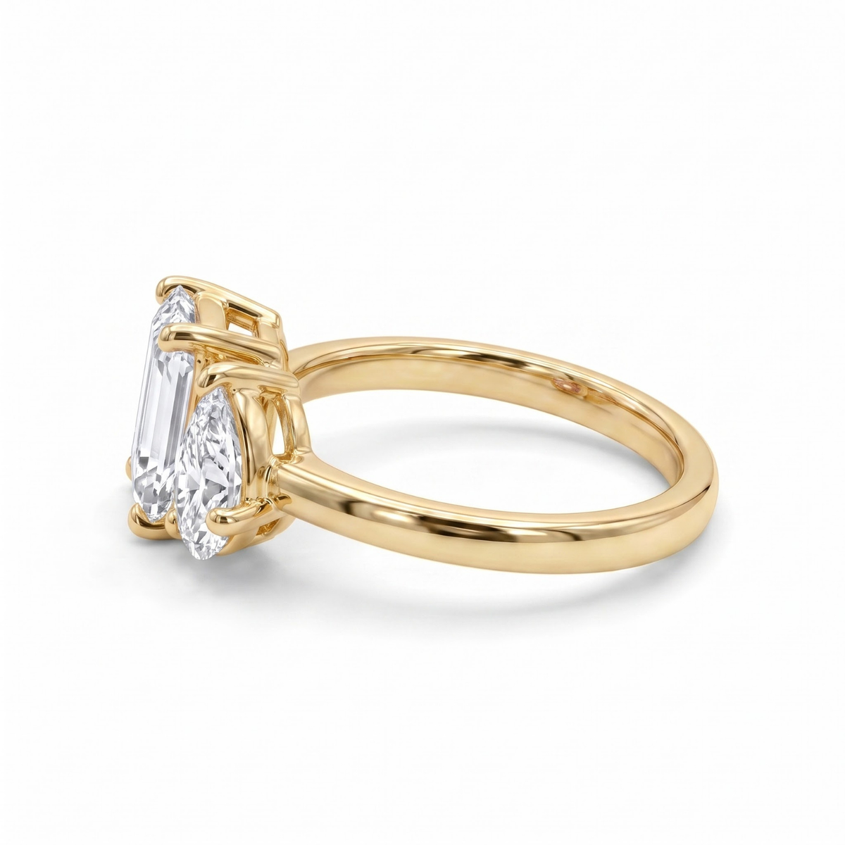 2.60 Cttw Octagon Emerald, Ruby, Sapphire and Lab Diamond 14K Yellow Gold Toi et Moi Ring