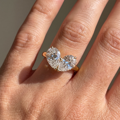 3.26 Cttw Pear Emerald, Ruby, Sapphire and Lab Diamond 14K Yellow Gold Toi et Moi Heart Ring