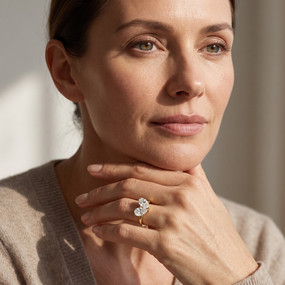 3.26 Cttw Pear Emerald, Ruby, Sapphire and Lab Diamond 14K Yellow Gold Toi et Moi Heart Ring