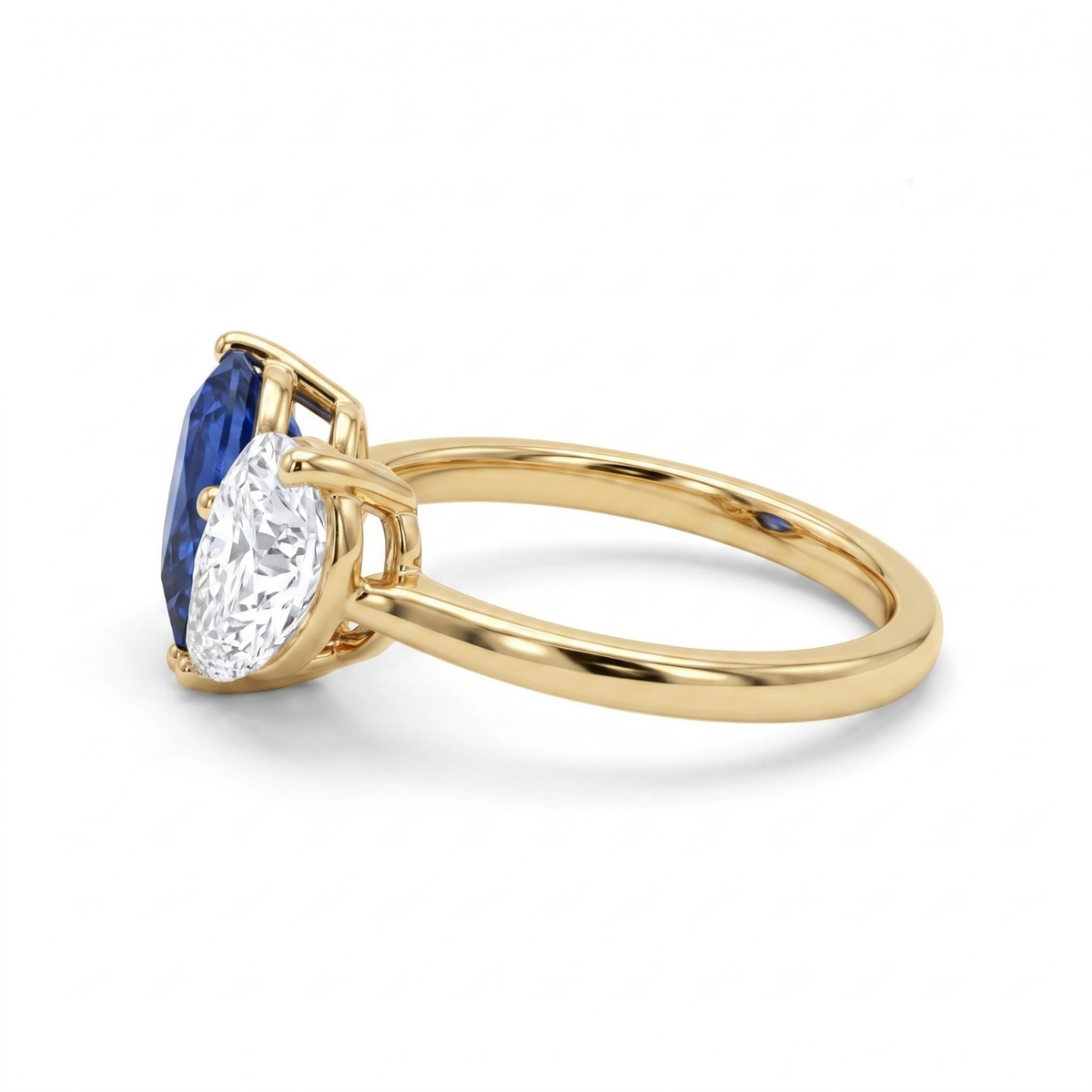 3.26 Cttw Pear Emerald, Ruby, Sapphire and Lab Diamond 14K Yellow Gold Toi et Moi Heart Ring