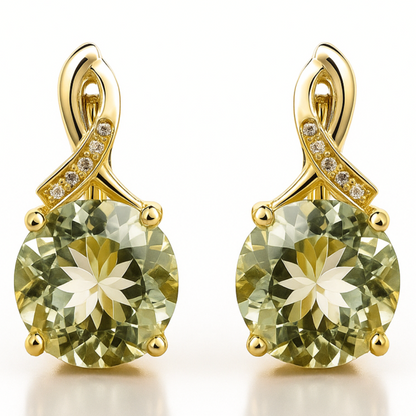 Natural Green Prasiolite Earrings Sterling Silver