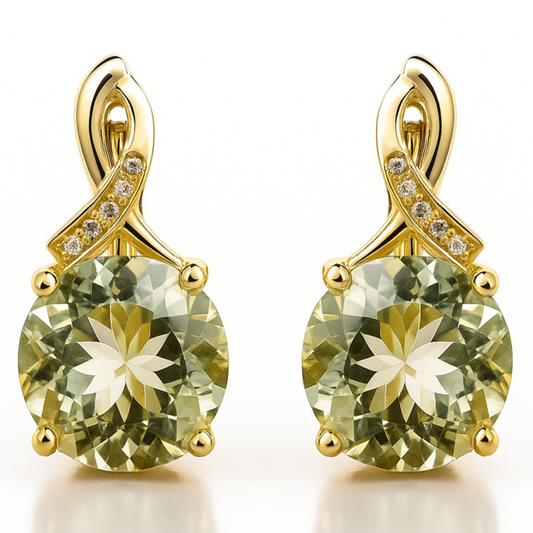 Natural Green Prasiolite Earrings Sterling Silver