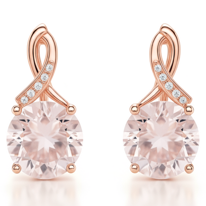 Natural Rose Quartz Silver Leverback Earrings
