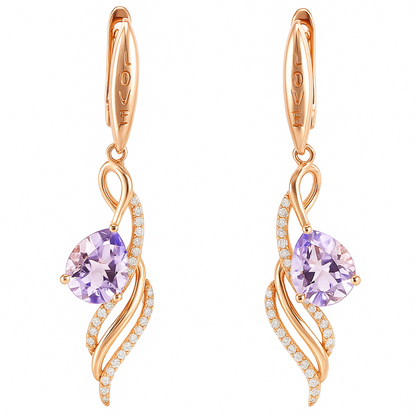 Natural Amethyst & White Topaz Sterling Silver Earrings