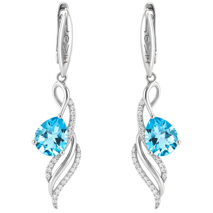 Natural Sky Blue Topaz Earrings Sterling Silver