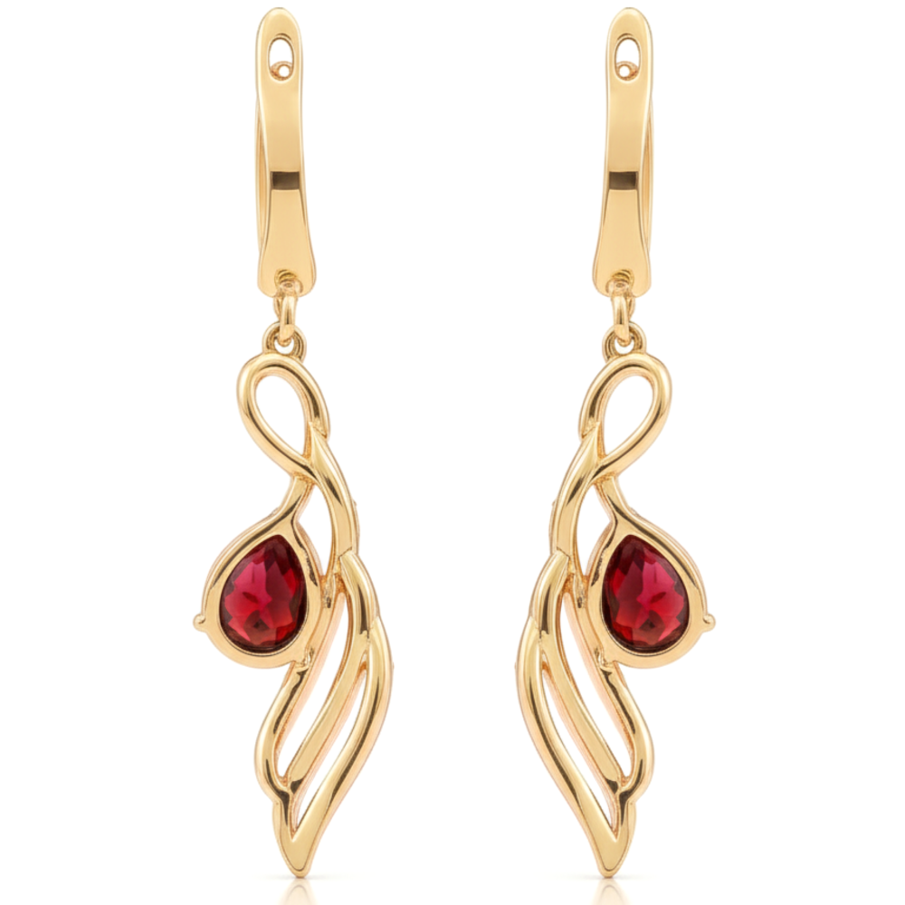 Red Natural Garnet Sterling Silver Earrings