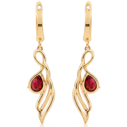 Red Natural Garnet Sterling Silver Earrings