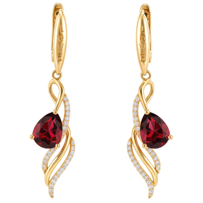 Red Natural Garnet Sterling Silver Earrings