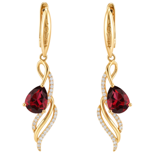 Red Natural Garnet Sterling Silver Earrings