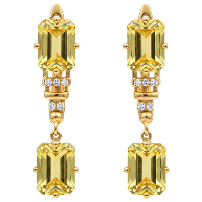 Natural Citrine Sterling Silver Drop Earrings