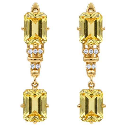 Natural Citrine Sterling Silver Drop Earrings
