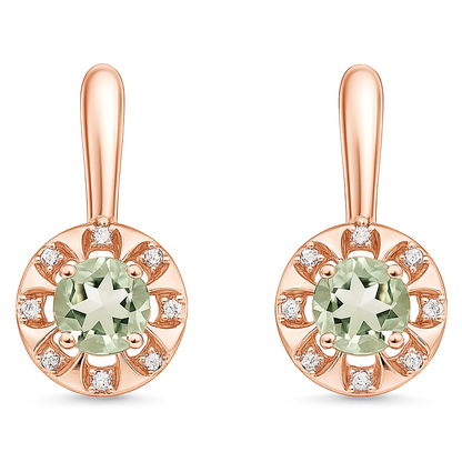 Natural Green Prasiolite Earrings Sterling Silver