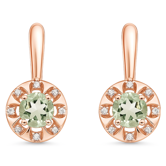 Natural Green Prasiolite Earrings Sterling Silver