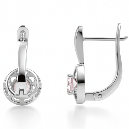 Natural Rose Quartz & White Topaz Sterling Silver Earrings