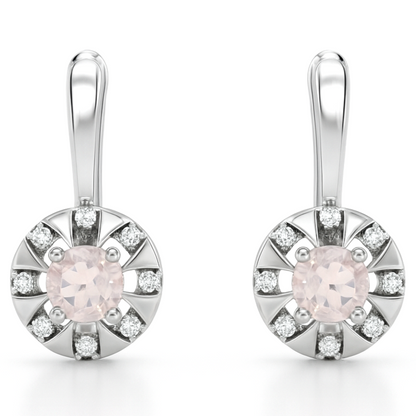 Natural Rose Quartz & White Topaz Sterling Silver Earrings