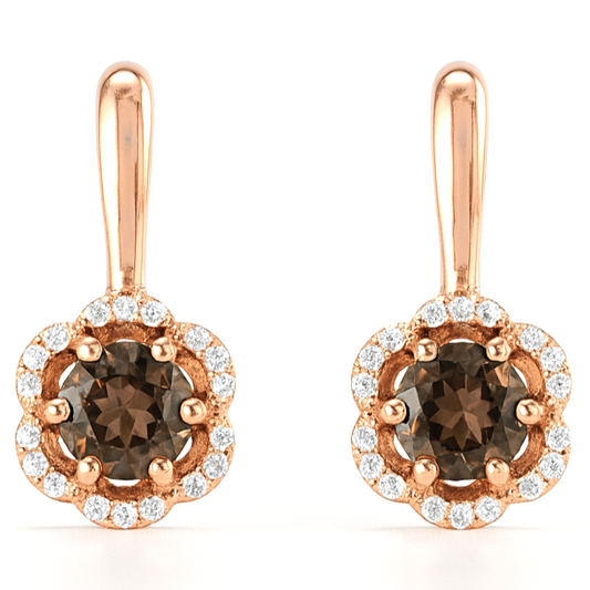 Natural Smoky Quartz Silver Drop Earrings