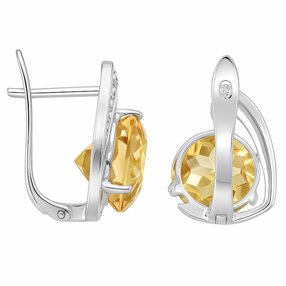 Natural Citrine & White Topaz Sterling Silver Earrings