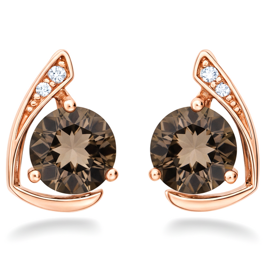 Natural Smoky Quartz & White Topaz Sterling Silver Earrings