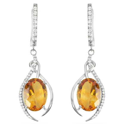 Natural Citrine & White Topaz Sterling Silver Earrings