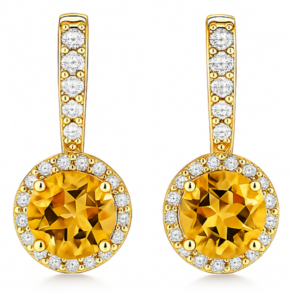 Yellow Natural Citrine Sterling Silver Earrings