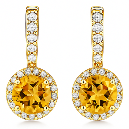 Yellow Natural Citrine Sterling Silver Earrings