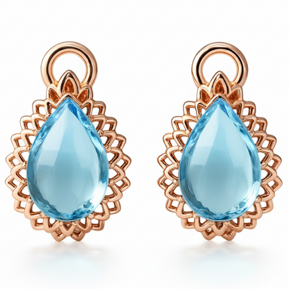 Natural Pear Shaped Sky Blue Topaz Silver Drop Earrings