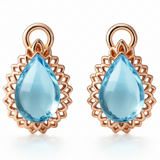 Natural Pear Shaped Sky Blue Topaz Silver Drop Earrings