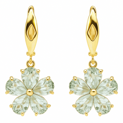 Natural Green Prasiolite Sterling Silver Earrings