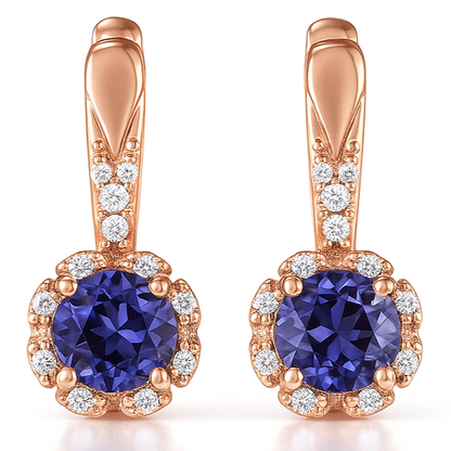 Natural Blue Iolite Sterling Silver Earrings