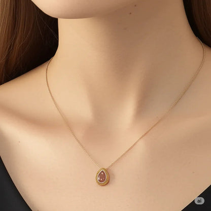 Orange Teardrop Moonstone Pendant Necklace
