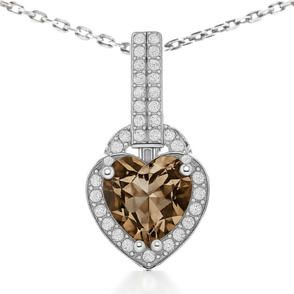 Natural Brown Quartz Sterling Silver Pendant Necklace
